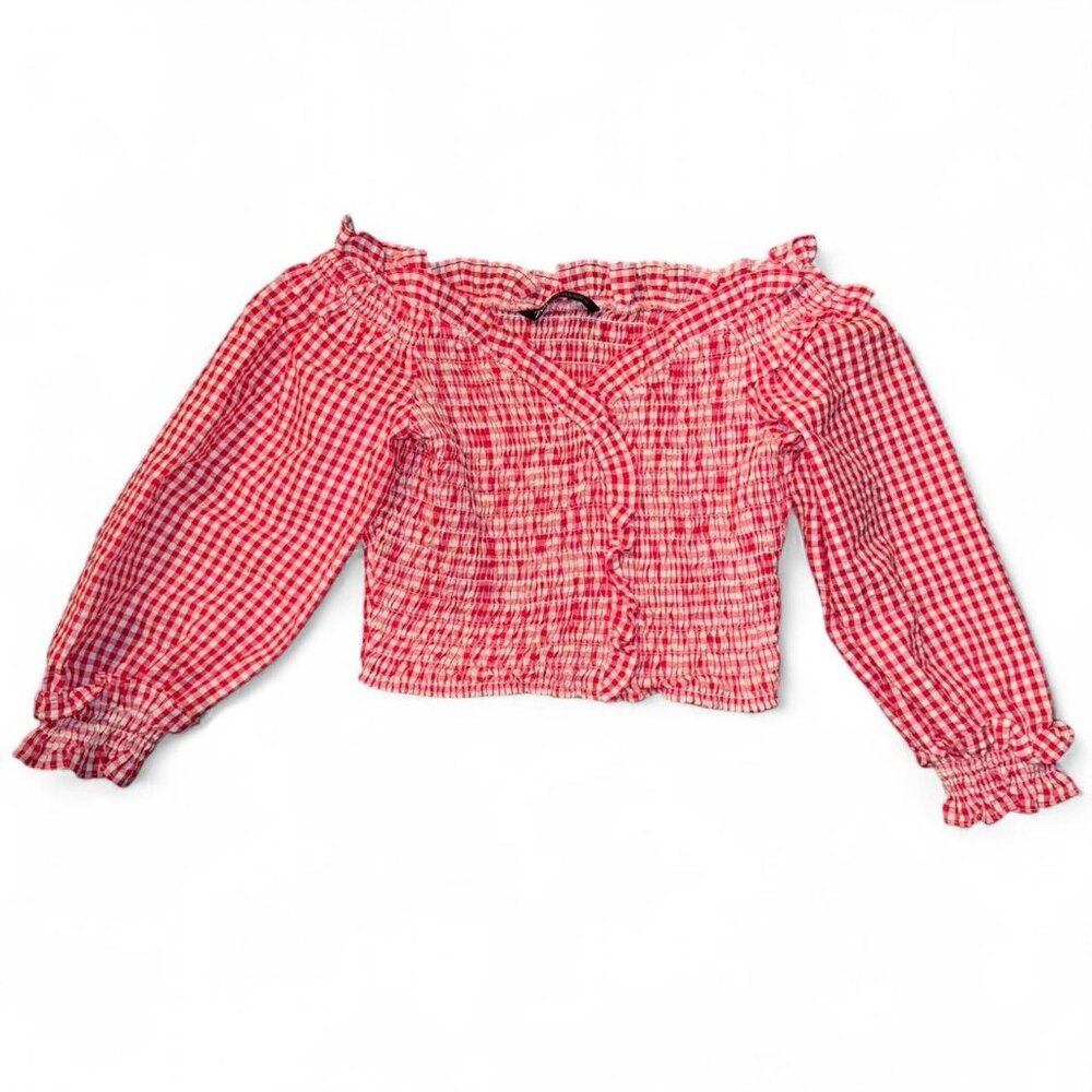 Red and white gingham Zara crop top